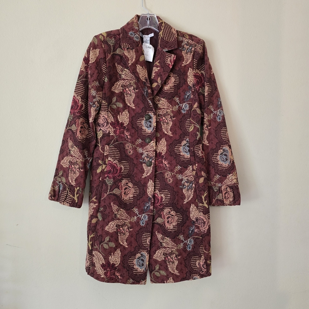 CAbi Womens  Jacobean‎ Floral Brocade Tapestry Coat Size 10  NWOT - Picture 5 of 11